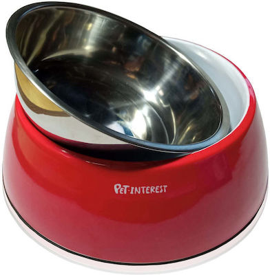 Pet Interest Deluxe Dual Metal Cat Bowl for Food & Water Red 350/ 450ml