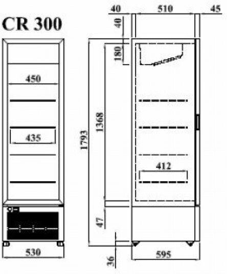 Crystal SA CR 300 Хладилник за напитки 314лт Единична врата В179.3xШ53xД59.5см Черен