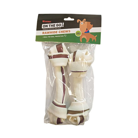 Pet Interest On The Go Rawhide Chews Knochen Knoten für Hunde Natürlich 20cm 2Stück