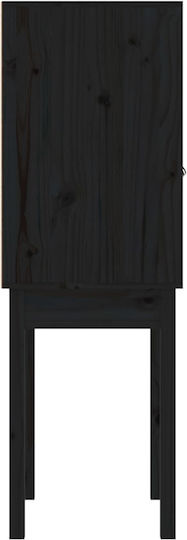 vidaXL Wohnzimmer Vitrine aus Massivholz Schwarz 60x40x120cm