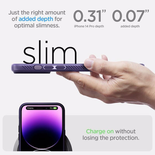 Spigen Liquid Air Umschlag Rückseite Silikon Deep Purple (iPhone 14 Pro)