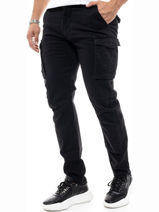 Trousers Cargo Elastic in Slim Fit Black