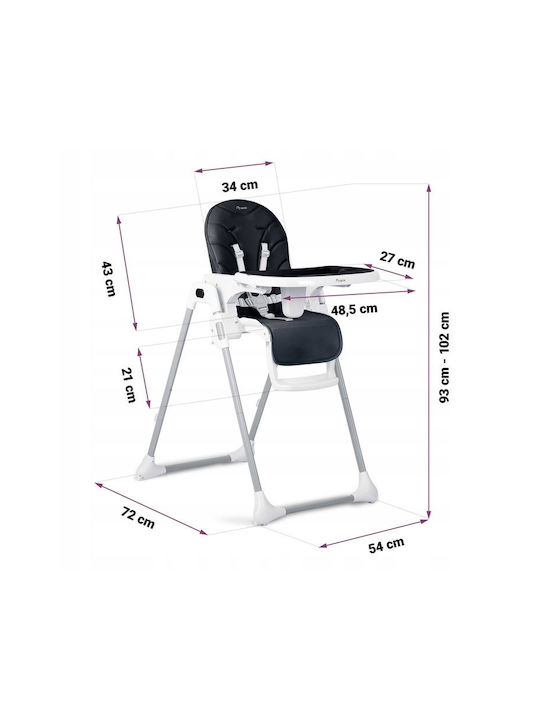 Nukido Tulo Foldable Baby Highchair 3 in 1 with Adjustable Height Black
