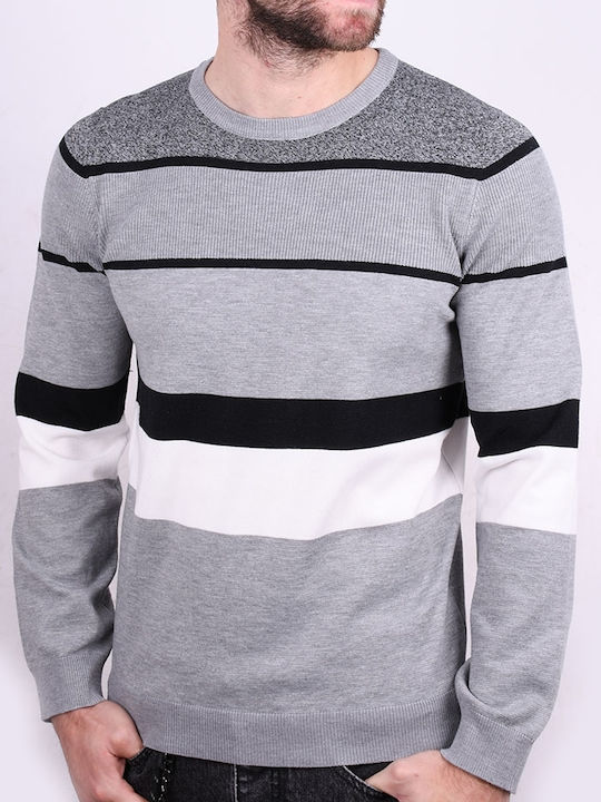 Knitted blouse with wide stripes Grey