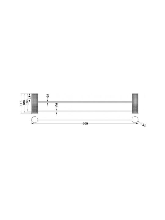 Sparke Miratto-06 Bathroom Rail Double Wall-Mounted with Screws 60x3.5cm Silver