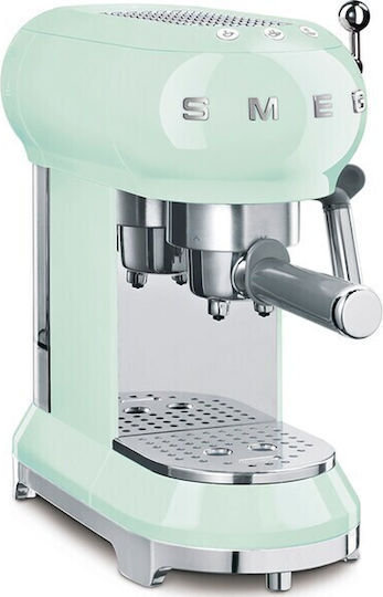Smeg Αυτόματη Μηχανή Espresso 1350W Πίεσης 15bar Pastel Green ECF01PGEU