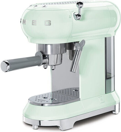 Smeg Αυτόματη Μηχανή Espresso 1350W Πίεσης 15bar Pastel Green ECF01PGEU
