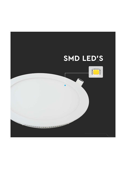 V-TAC Round Metallic Recessed Spot with Integrated LED and Natural White Light White 12x12cm.