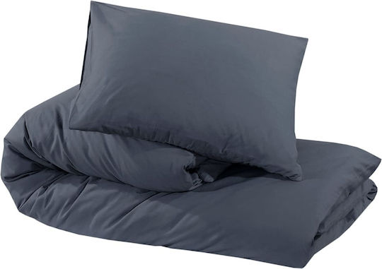 vidaXL Set Husă de Pilotă Single cu Față de Pernă 135x200 Cărbune de lemn