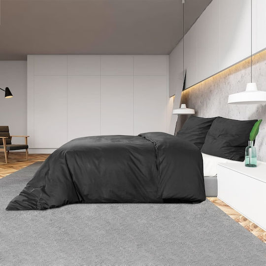 vidaXL Duvet Cover Set Single with Pillowcase 135x200 Black