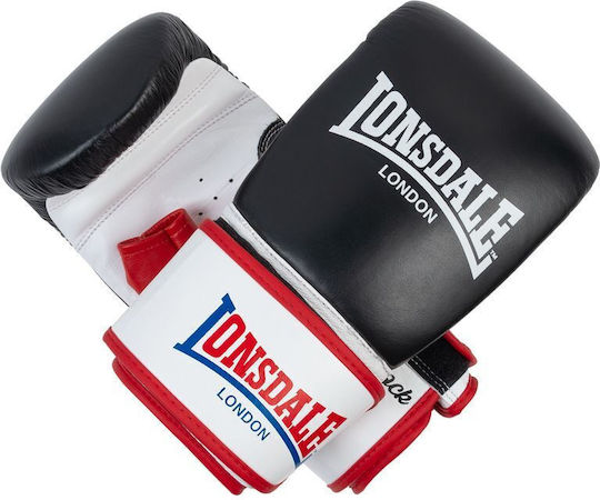 Lonsdale Maddock Γάντια Πυγμαχίας Δερμάτινα για Αγώνα Μαύρα