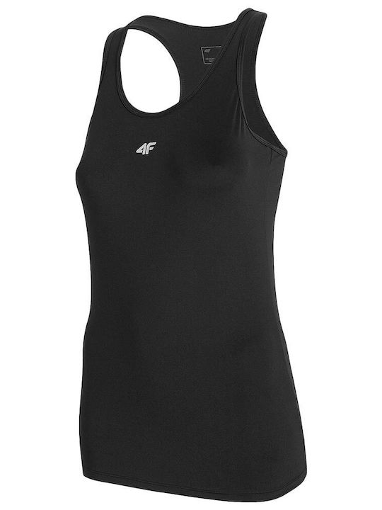 4F Damen Sportlich Bluse Ärmellos Schwarz