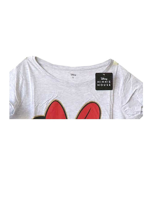 Disney Minnie Mouse βαμβακερό γυναικείο T-shirt- νυχτικό ύπνου (DIS MF 53 04 9200 GREY) γκρι