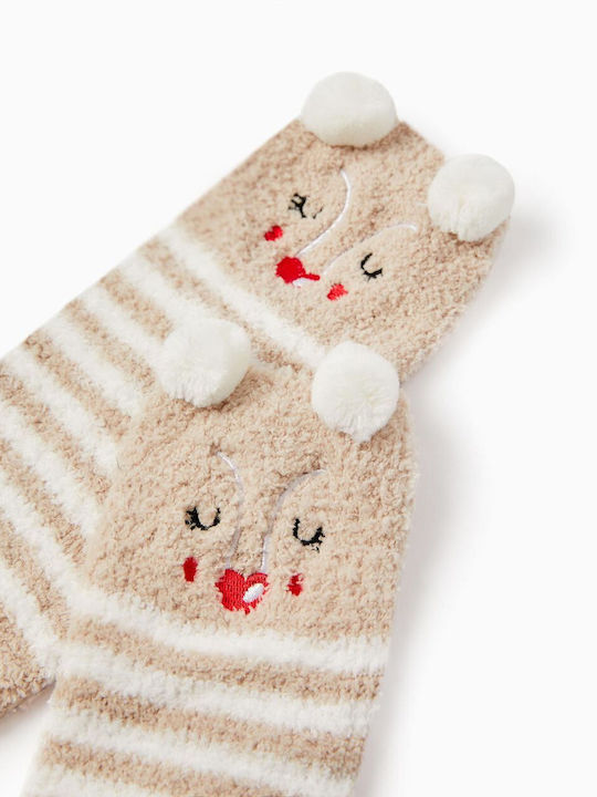 Zippy Christmas Fleecesocken weiß-beige