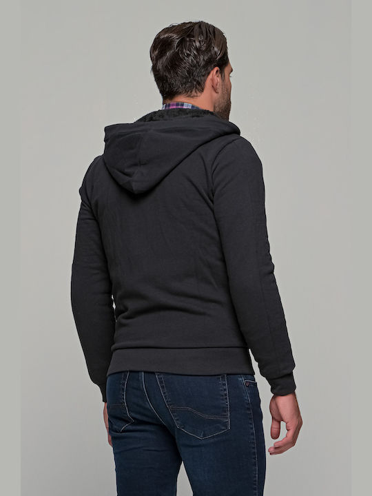 Petrol Industries Men's Sweatshirt Jacket with Hood and Pockets Black