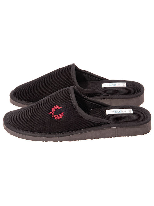 Amaryllis Slippers Χειμερινές Ανδρικές Παντόφλες Μαύρες