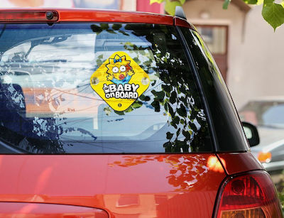 Girl Baby on Board Car Sign Κίτρινο with Suction Cup Simpsons