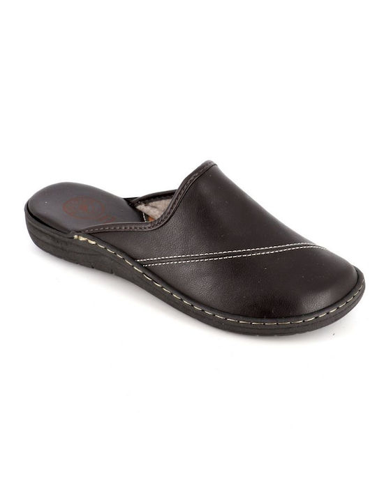 B-Soft Men's Leather Slippers Brown