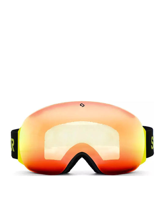 Sinner Avon Μάσκα Σκι & Snowboard Ενηλίκων Μαύρη με Φακό σε Πορτοκαλί Χρώμα