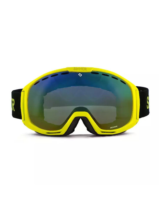 Sinner Mohawk Ski & Snowboard Goggles Kids Yellow with Lens in Gray Color