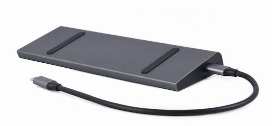 Cablexpert USB-C Docking Station με HDMI/DisplayPort 4K PD Ethernet Γκρι (A-CM-COMBO9-02)