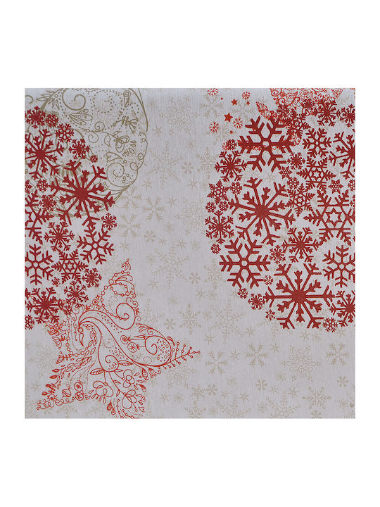 Lino Home Snowflake Christmas Tablecloth Fabric Red L140xW140cm.