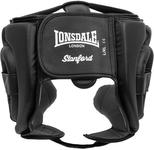 Lonsdale Stanford Black White b Adult Open Face Boxing Headgear Synthetic Leather Black