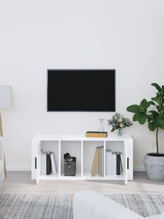 TV Stand Glossy White M100xD35xH40cm
