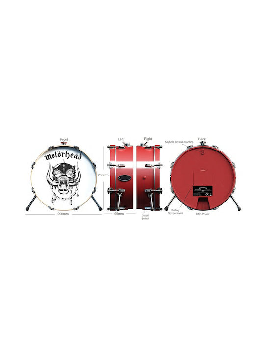 Numskull Motörhead Drum Декоративна Лампа 3D илюзия Бял