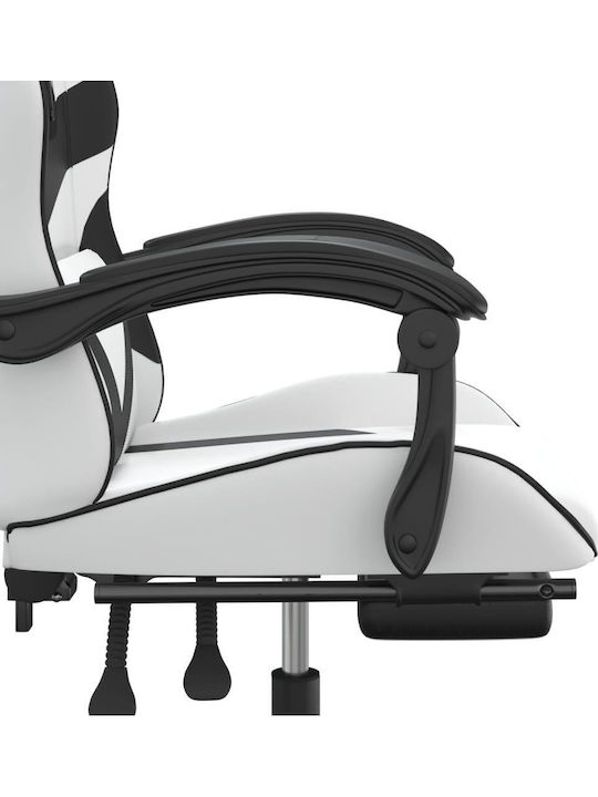 vidaXL 349565 Καρέκλα Gaming Δερματίνης με Υποπόδιο Λευκό/Μαύρο