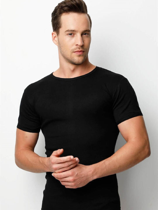 2140 Men's short-sleeved slim fit t-shirt 100% cotton Black 1 pc