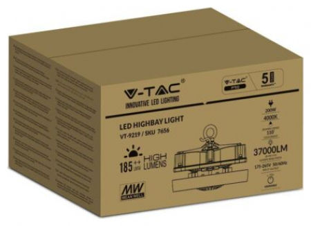 V-TAC Φωτιστικό Καμπάνα 200W Φυσικό Λευκό 37000lm με Ενσωματωμένο LED Λευκό Ø30.5xΥ22.1cm