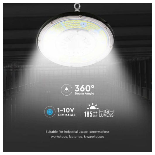 V-TAC Φωτιστικό Καμπάνα 200W Φυσικό Λευκό 37000lm με Ενσωματωμένο LED Λευκό Ø30.5xΥ22.1cm