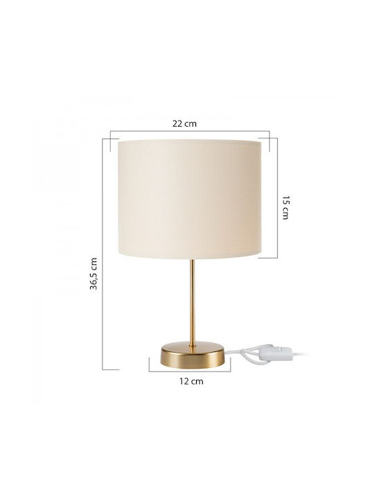 Pakketo PWL-1183 Fabric Table Lamp for Socket E27 with Beige Shade and Gold Base