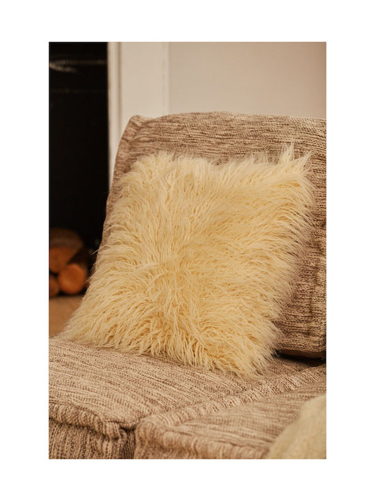 Calma House Calma House Decor Pillow Case Mongolian Furry Ecru 45x45cm