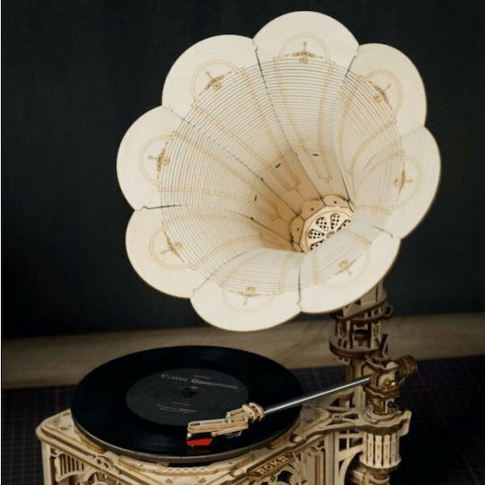 Robotime Wooden Construction Toy Classical Gramophone Electric Classical Gramophone Wind-up for Children 14+ years old+ Years