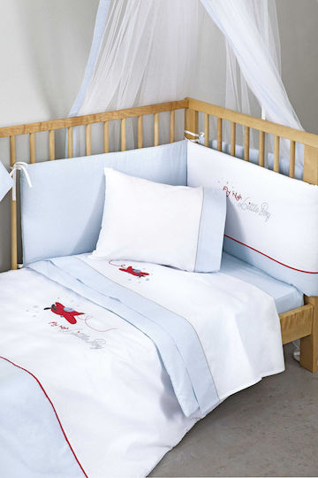 Nima Fly High Baby Quilt Baumwolle Hellblau 100x140cm