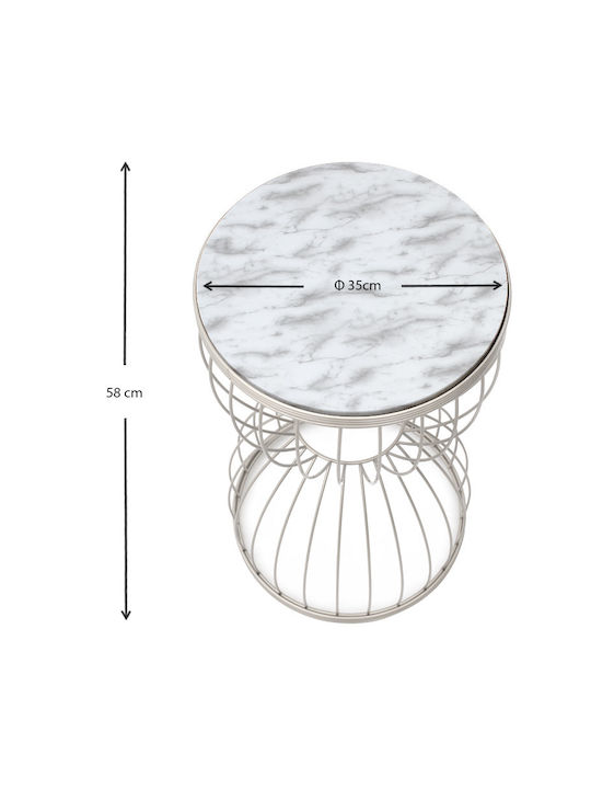 Round Side Table Pino Wooden White M35xL35xH58cm