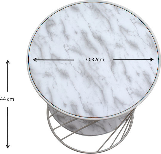 Rundes Beistelltisch Jaspin Holz Weiß M32xL32xH44cm