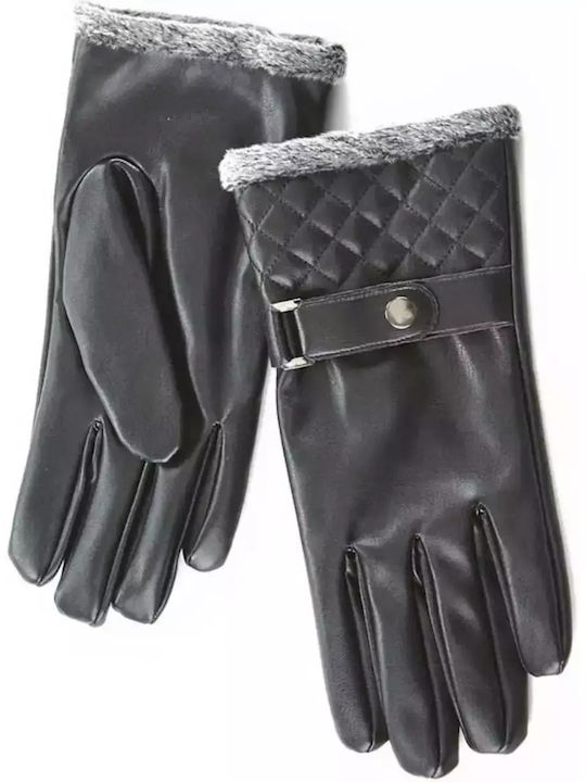 Verde Men's Leather Gloves Black