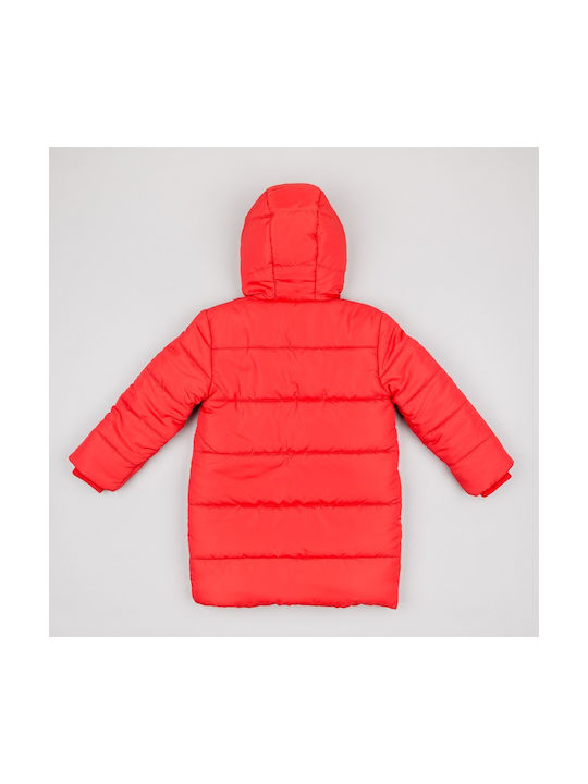 Zippy Kids Quilted Jacket Long with Lining & Protection Hood Red