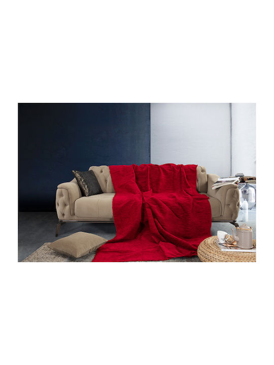 Thread & Yarn Three-Seater Sofa Throw Classic Monochrome 180x300cm Red