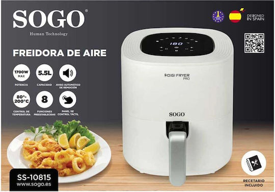 Sogo Air Fryer 5.5lt Λευκό FRE-SS-10815