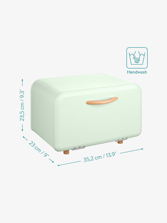 Navaris Bread Box with Lid Metallic Mint Green 35.2x23x23.5cm