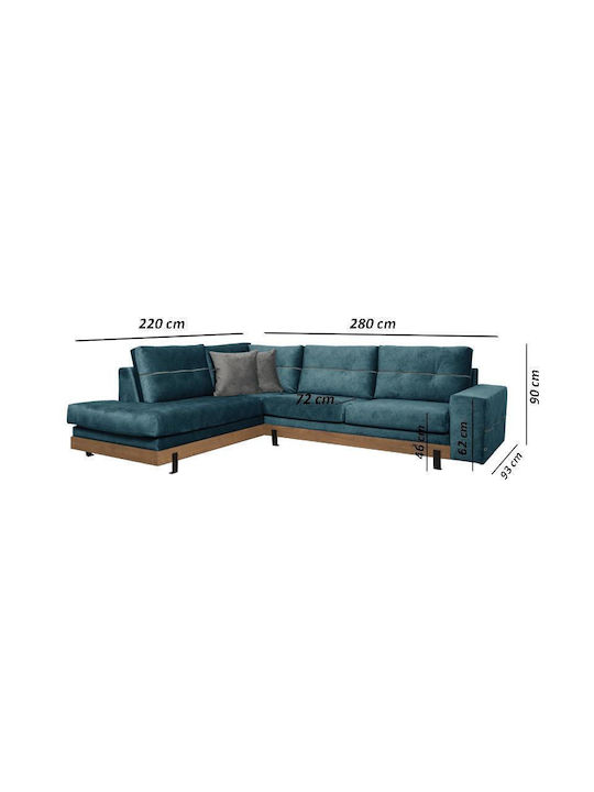 Murcia Γωνιακός Καναπές με Αριστερή Γωνία Navy Blue 280x220x90εκ.
