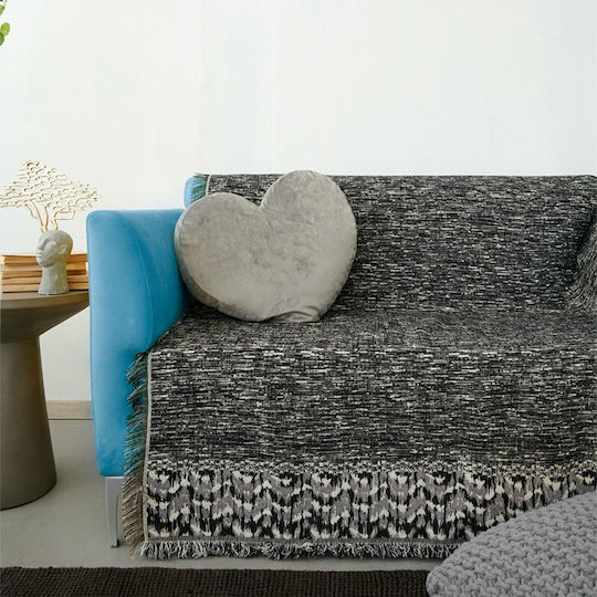 Palamaiki Siena Three-Seater Sofa Throw 2 Sides Chenille 180x300cm Black