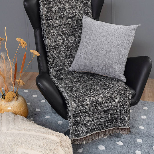 Palamaiki Villa Three-Seater Sofa Throw Chenille 180x300cm Black