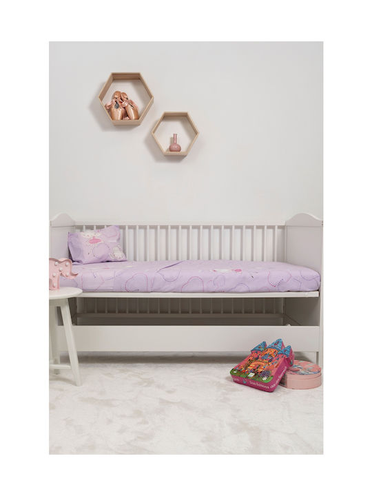 Naf Naf Little Fairies Baby Sheets Set Crib Cotton Lilac 120x170cm 3pcs 67945