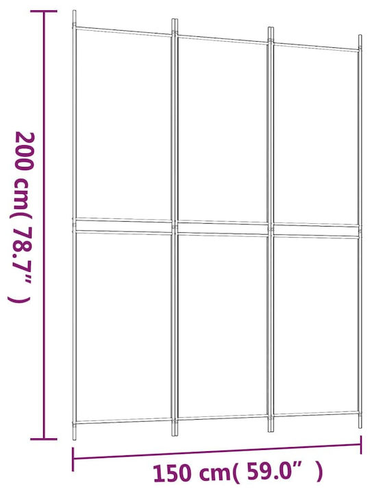 vidaXL Dekorativer Raumteiler Stoff mit 3 Paneelen White 150x200cm