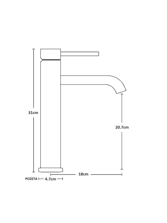 Gloria America Evita Mixing Tall Sink Faucet Silver